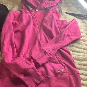 Under Armour Bright Pink Half-Zip Hoodie Sweatshirt